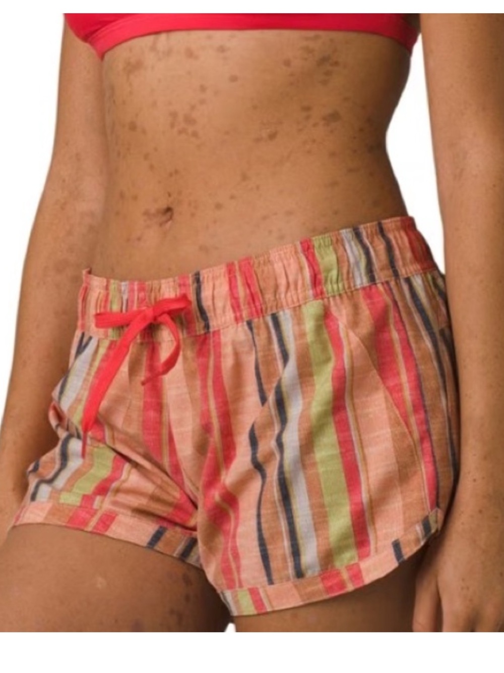 Prana Mariya Short Papaya Soleil Stripe Orange Sz M